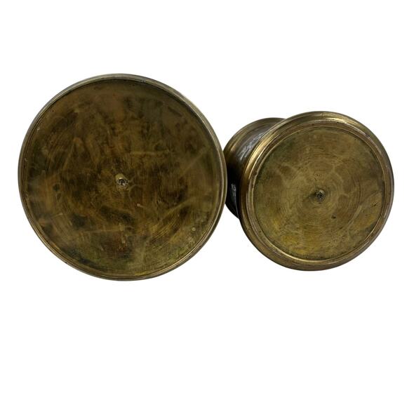 2 Vintage Brass Canister Jar Urn Humidor Etched Floral & Figural Design - Picture 8 of 11